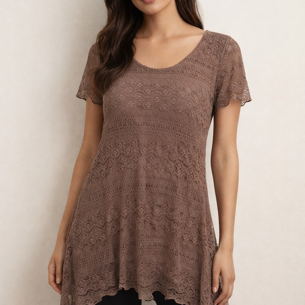 Ford Lace Tunic in Rich Brown
